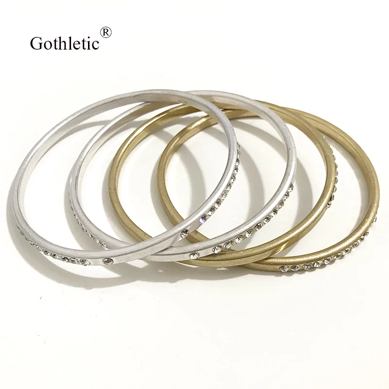 Gothletic 4/8 шт./лот матовый золотой цвет 75 мм большие металлические браслеты и браслеты многослойный браслет в индийском стиле комплект 68 мм Для женщин Модные украшения
