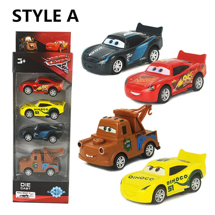 Style A In Box Disney "тачки 3 1:55 McQueen Cruz Ramirez Mater литья под давлением металлического сплава модель игрушечные машинки из" тачки 3 мини-игрушки для детей 4 шт./компл - Цвет: Style A In Box