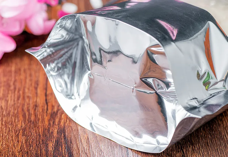 100 шт глянцевая серебряная алюминиевая фольга окно Ziplock мешок стоит вверх Серебряный пластиковый порошок кофе для шоколада упаковка для подарка мешок