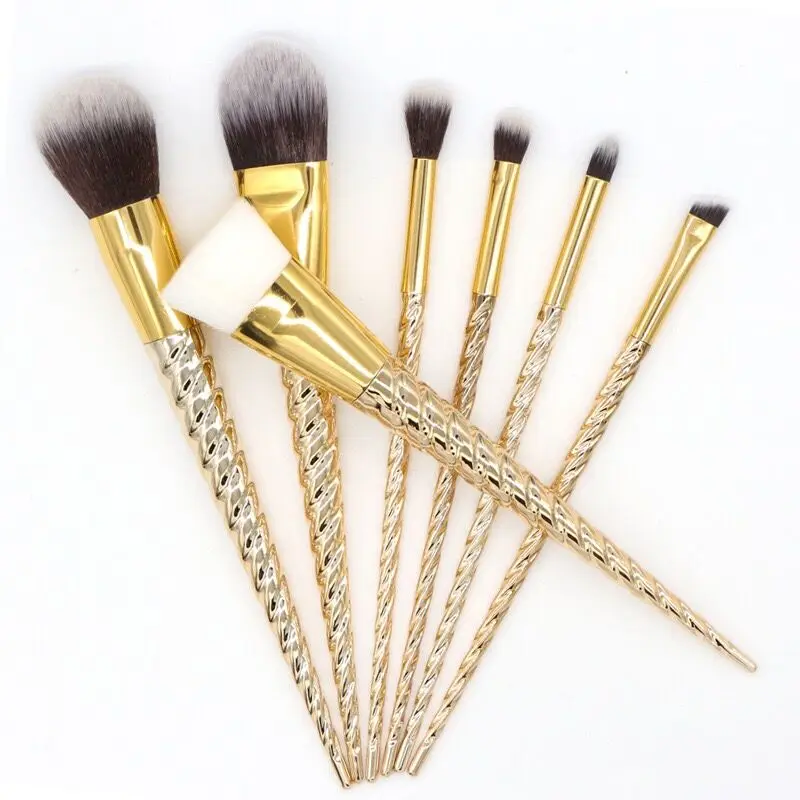 7 шт./компл. Золотой Единорог набор кистей для макияжа Фонд смешивания порошка