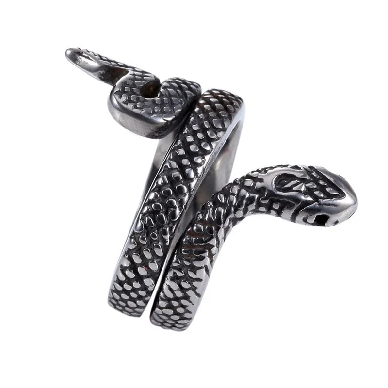 Мужской черный панк кольцо уникальная змеиная индивидуальная из нержавеющей стали ювелирные изделия