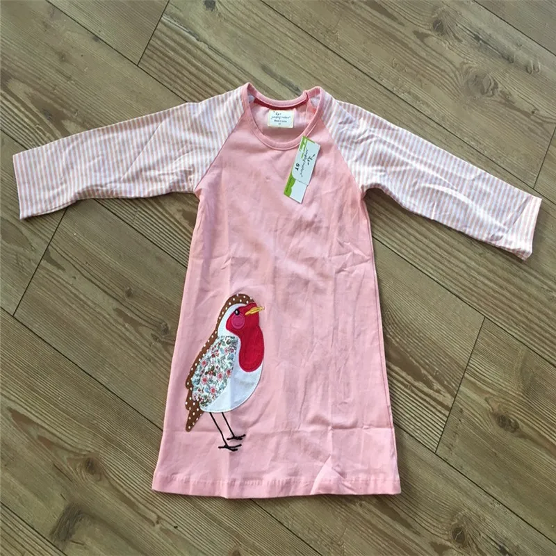 Jumping meters baby girl dresses long sleeve striped applique unicorn fashion cotton children clothes toddler frock kids | Детская