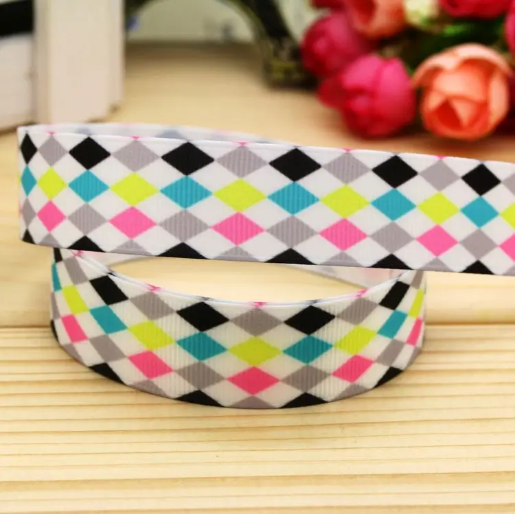 

7/8inch Free Shipping Plaid Printed Grosgrain Ribbon Hairbow Headwear Party Decoration Diy Wholesale OEM 22mm P5349