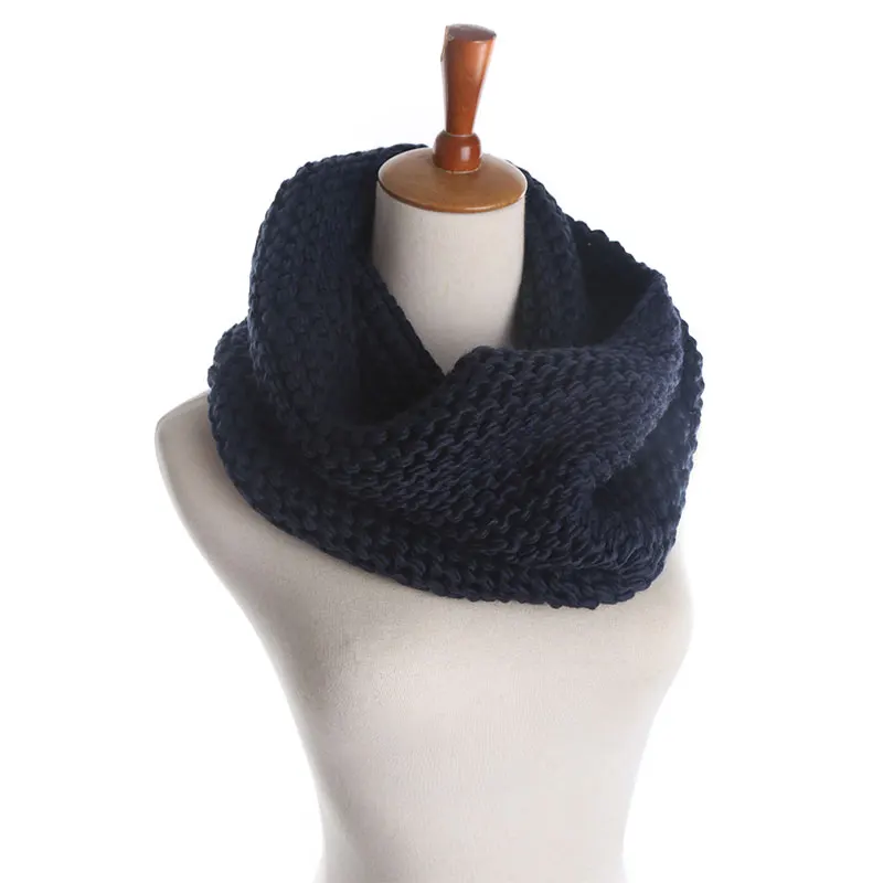 Famous brand large winter scarves knitted muslim hat women Wool head thickening Collar Warm scarf female Solid color 70*40cm | Аксессуары