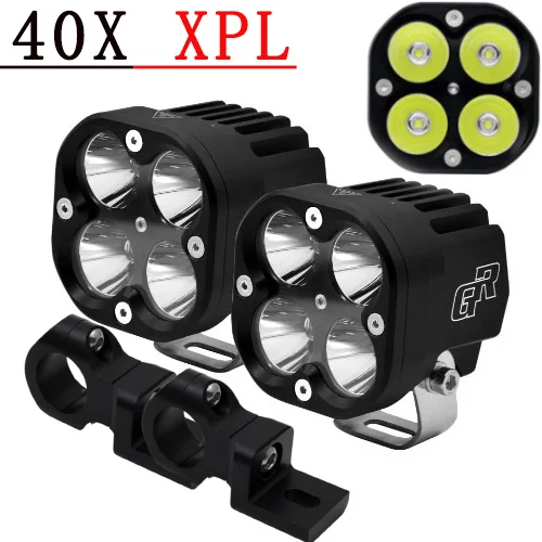 GOLDRUNWAY 40X ЧПУ 6063 Алюминиевый зажим США U3 или XPL V5 чип светодиодный Универсальный комплект мотоциклетных ламп - Цвет: 25mm clamp B