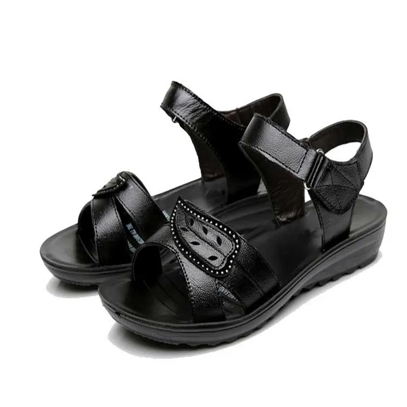 Женские кожаные сандалии с мягкой подошвой на плоской подошве|flat leather sandals|new