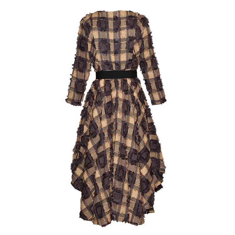 HIGH QUALITY New Fashion 2018 Fall Winter Designer Runway Dress Women's Plaid Asymmetrical | Женская одежда