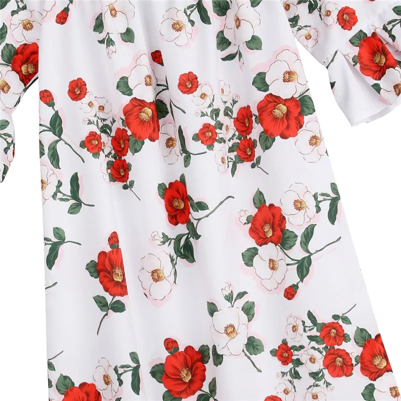 Floral Mother and Daughter Dress Family Matching Flare Sleeve Fomal for Kid Women | Мать и ребенок