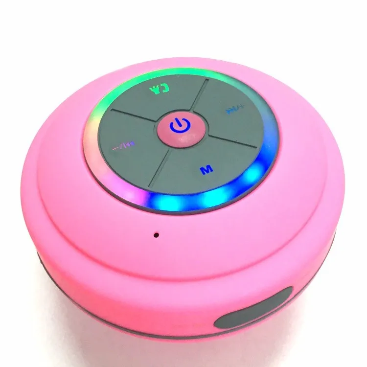 Красный Водонепроницаемый Bluetooth динамик Душ Светодиодный Портативный беспроводной радио для ванной комнаты Handfree сабвуфер аудио с TF картой - Цвет: Красный