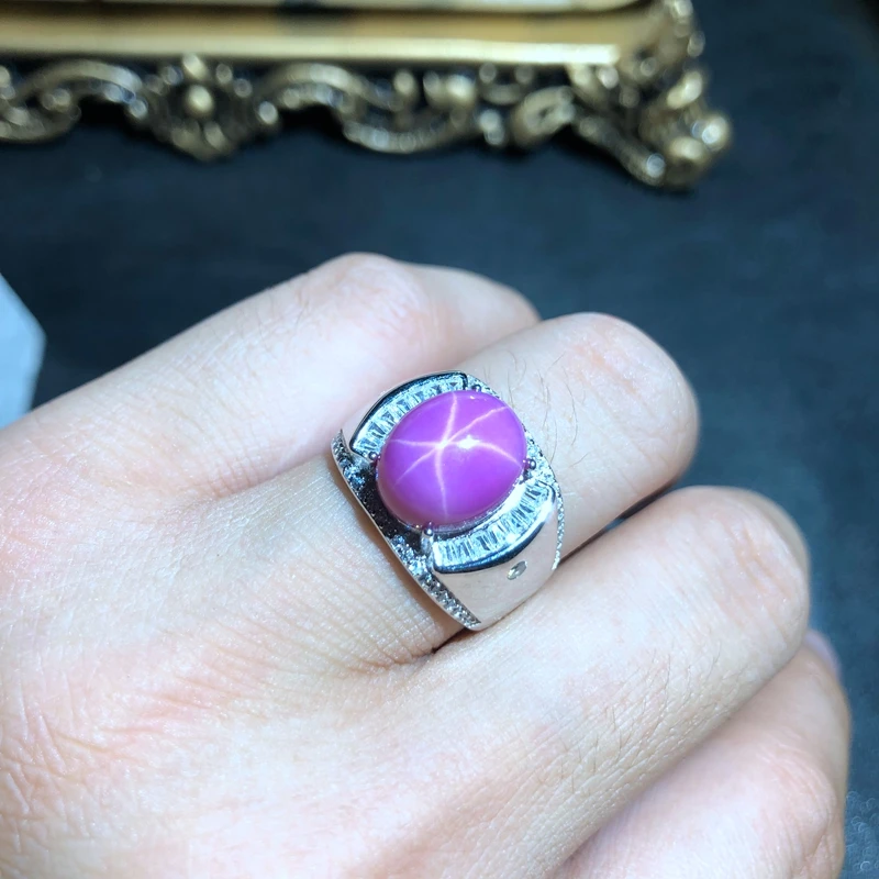 Кольцо мужское с рубином и звездой модное Ювелирное Украшение драгоценным