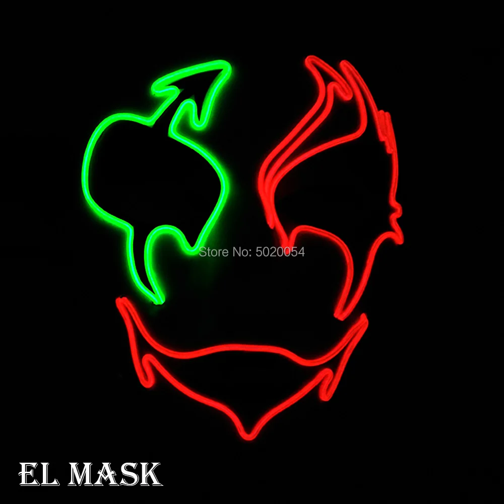

Popular 3V EL wire glowing mask Fluorescent party Rave Led Mask Masque Light Up Mask for Halloween Carnival Holiday Gift