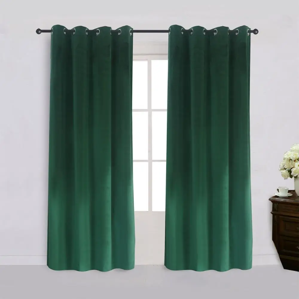 Dark-green Современные однотонные бархатные занавески s для спальни гостиной нестандартного размера затемненные занавески жалюзи готовые занавески на окно - Цвет: Dark-green