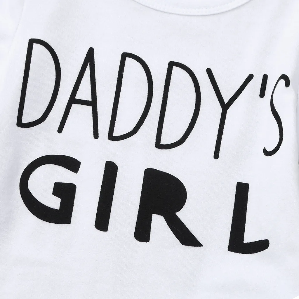 Футболка с надписью Daddy's + штаны повязка на голову для маленьких девочек комплект одежды комплекты летней