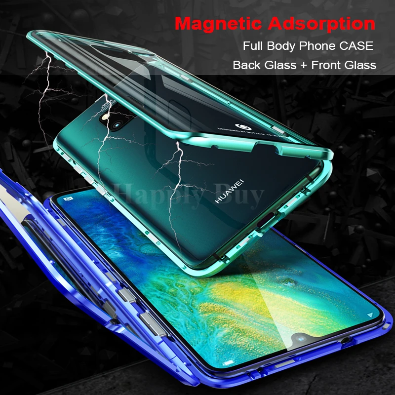 Передний и задний стеклянный Магнитный чехол для huawei mate 20 Pro, чехол 360, полная защита, противоударный чехол для huawei mate 20Pro, чехол