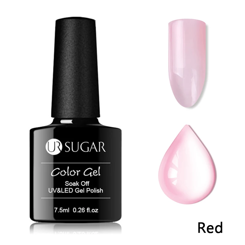 Ur Sugar 7,5 мл голографический Желейный Гель-лак для ногтей Блестящий Гель-лак фиолетовый розовый замачивающийся УФ-Гель-лак сделай сам - Цвет: Red