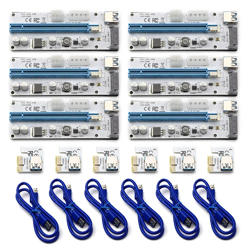 Ver 008 S добыча Riser Card USB 3 0 PCI e Express Разъем PCIE 1x к 16x карты Мощность кабель Monero BTC ETH Bitcoin