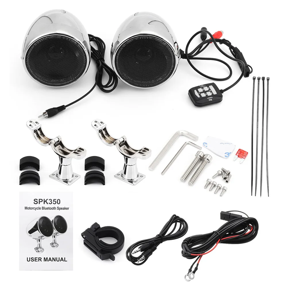 High Performance 4 Inches Waterproof Motorcycle ATV bluetooth Speaker With 300W Built-in D-class Amplifier Chrome For Harley | Автомобили