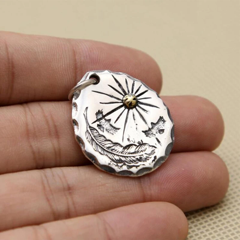 Уличная культура Hippop Feather Eagle Sun Ray Pendant 100% настоящее серебро 925 для мужчин и женщин ожерелье ювелирные изделия 2021 P39.