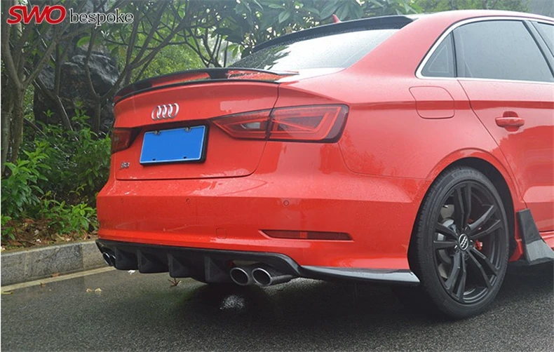 Для Audi A3 S3 RS3 углеродного волокна задний спойлер высокое качество бампера Диффузор спойлер