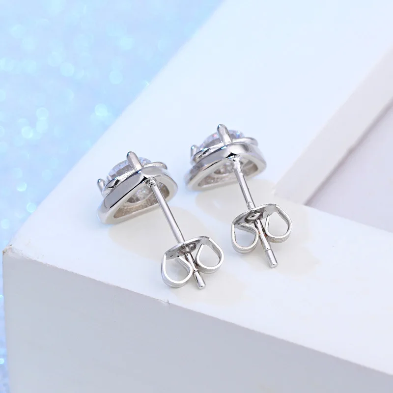 

100% 925 sterling silver fashion flower shiny crystal ladies'stud earrings wholesale jewelry women Christmas gift drop shipping