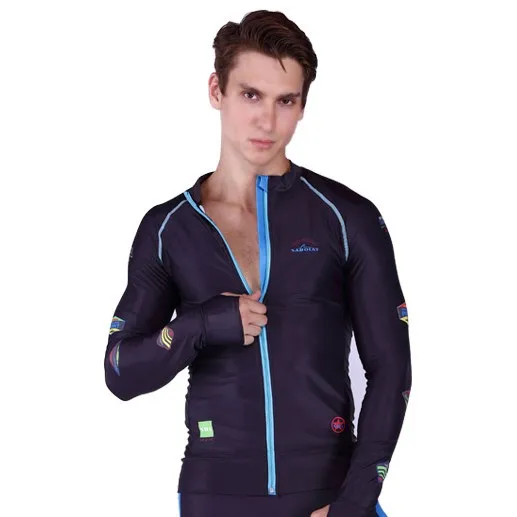 clothes SABOLAY мужской кардиган из лайкры с длинным рукавом рубашка на молнии Шорты для плавания Рашгард рубашки для серфинга купальный костюм Рашгард солнцезащитный крем для плавания ming - Цвет: clothes