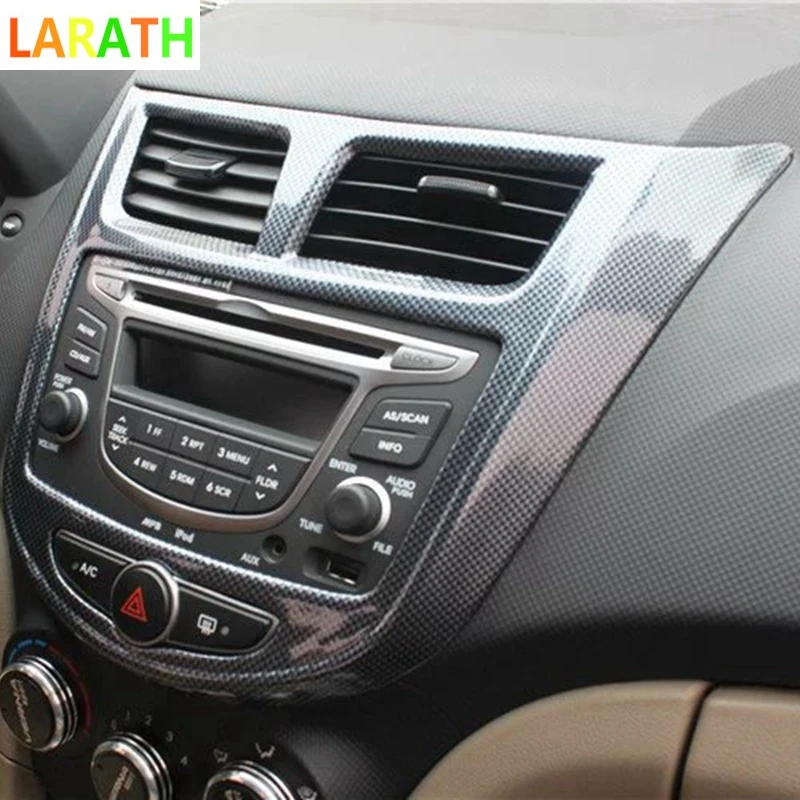 Для hyundai Verna 2010-1014 ABS углеродное волокно/цвет красного дерева Авто Центральный контроль Мультимедиа Радио Панель стикер автомобиля стиль
