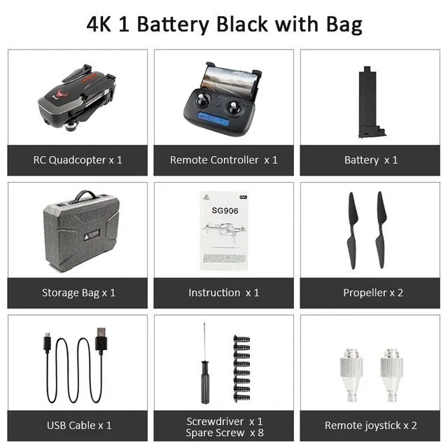 SG906 мини Дрон gps 5G wifi FPV RC Дрон 4K бесщеточный селфи Дрон с камерой HD Квадрокоптер складной Дрон VS F11 CG033 H117S - Цвет: 4K-Black-1Battery