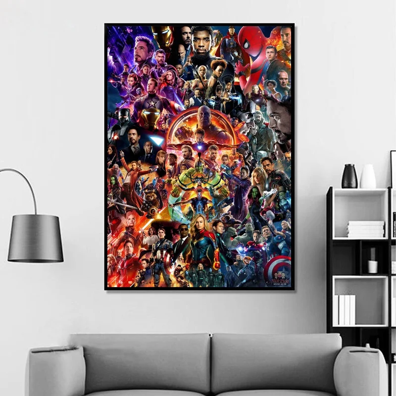 Marvel кинематографический Вселенная коллаж плакат Мстители конец игры фильм Искусство-Супергерой искусство шелковая печать