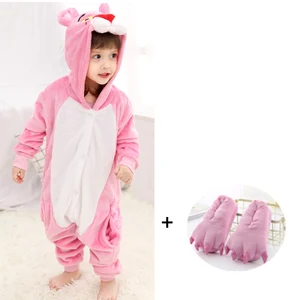 Kids Pink Panther Kigurumi Onesie  Animal Pajamas Baby Cartoon Slippers One-Piece Pyjamas Cosplay Ch