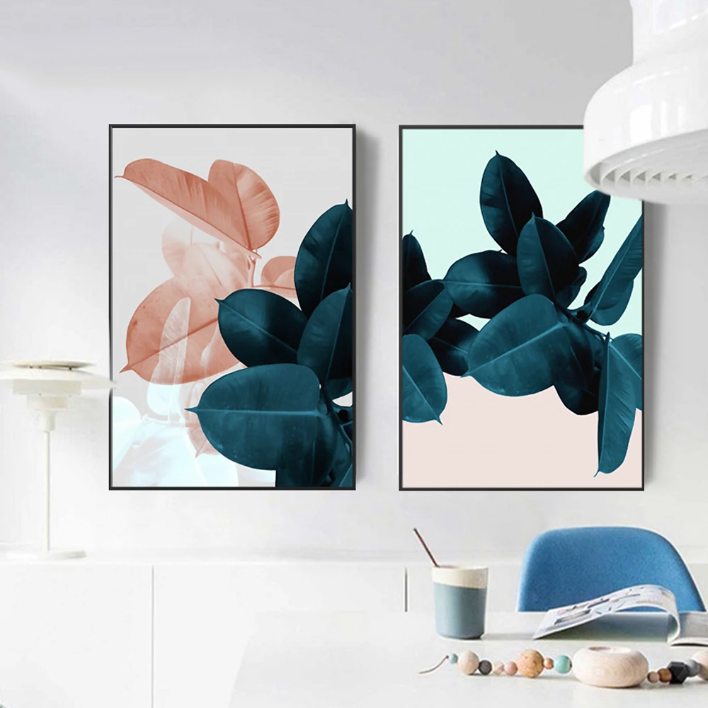 Печать и плакат на холсте Настенный декор с акварелью зелеными растениями для