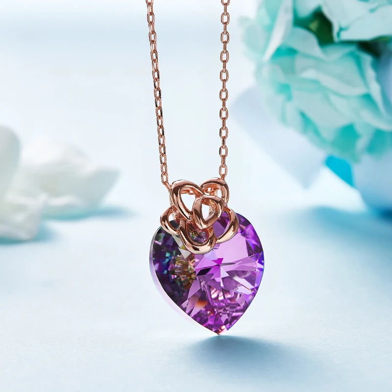 CDE женское золотое ожерелье с подвеской 925 пробы, украшенное кристаллами Swarovski, ожерелье с подвеской в виде сердца, ювелирные изделия в виде цветка