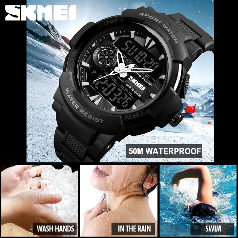 SKMEI 1320 мужские часы цифровые спортивные модные водонепроницаемые аналоговые