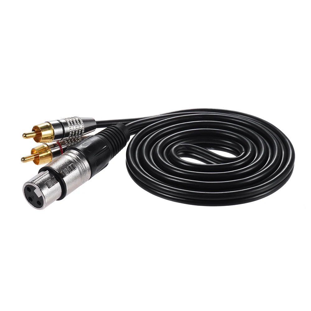 New 1 XLR Female to 2 RCA Male Plug Stereo Audio Cable Connector Y Splitter Durable