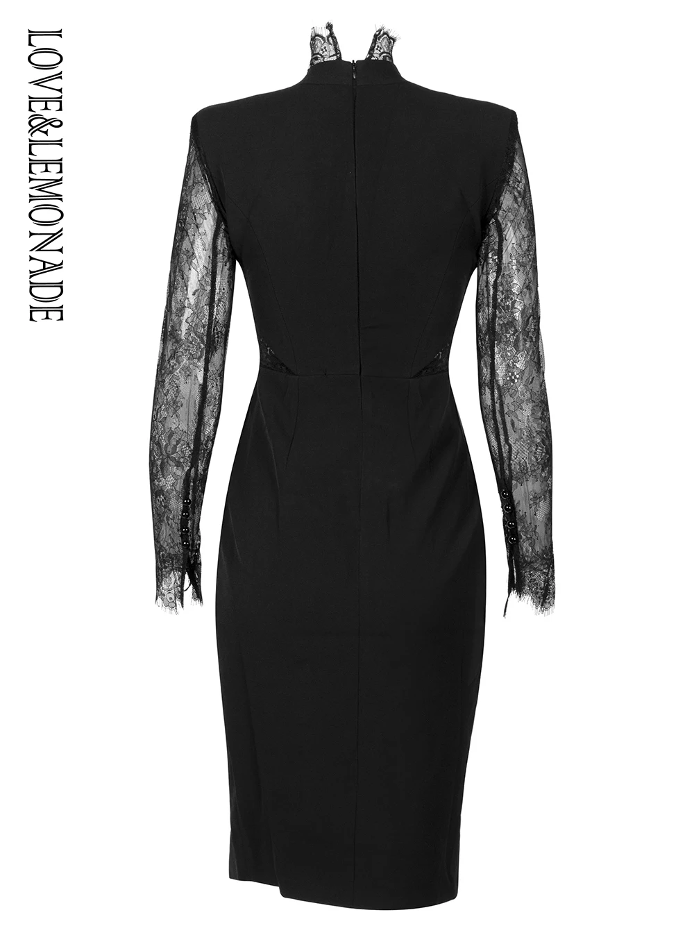 LOVE & LEMONADE сексуальное кружевное платье с воротником стойкой и высокой талией
