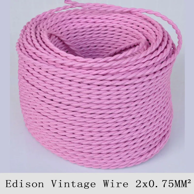 Винтажный шнур для лампы Эдисона 2*0 75 мм2 светильник-розовый вязаный тканевый