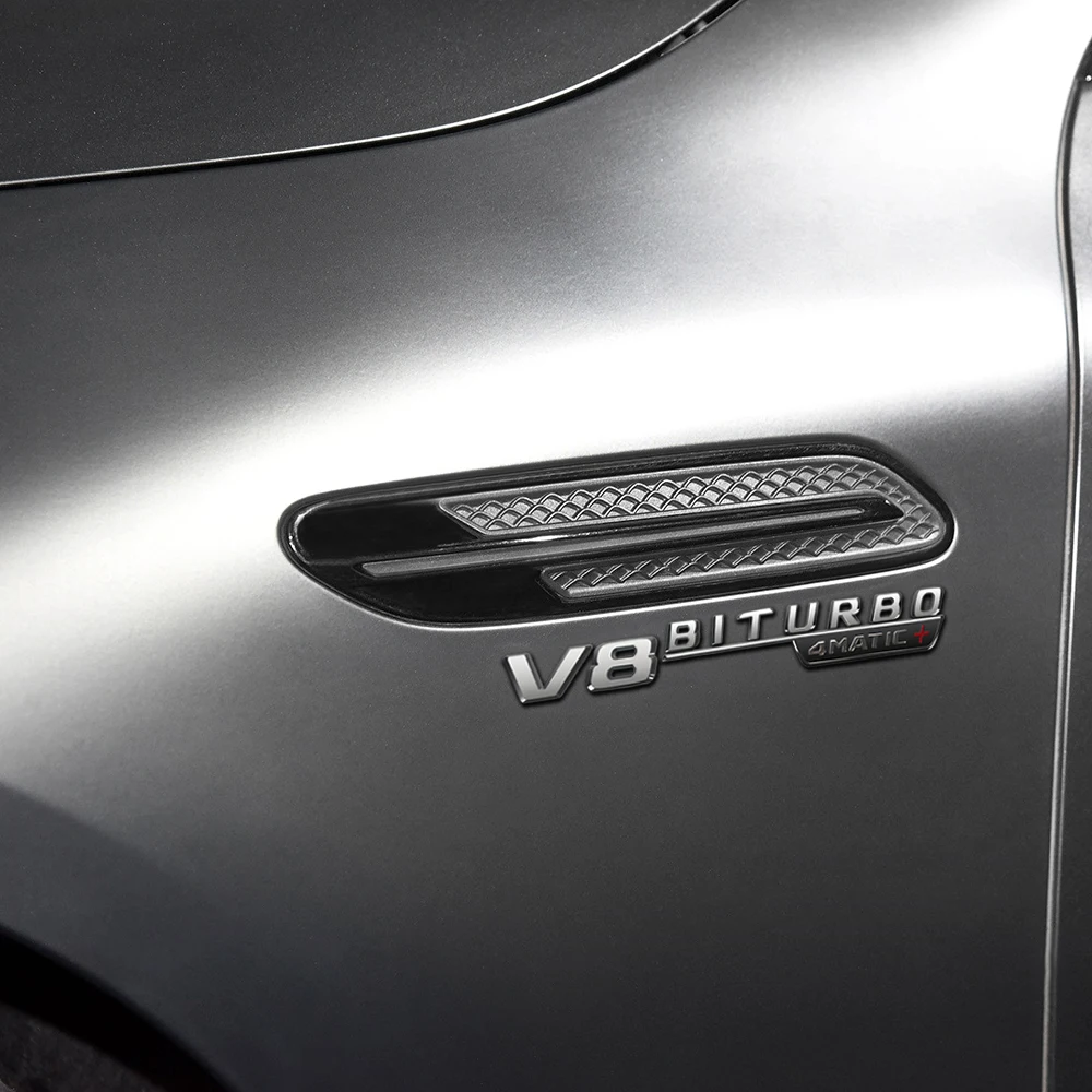 2 шт. углеродного стикер Fender Для Автомобиля AMG Mercedes V8 BITURBO 4matic W202 W176 W207 W212 W211 W210 W205 CLA