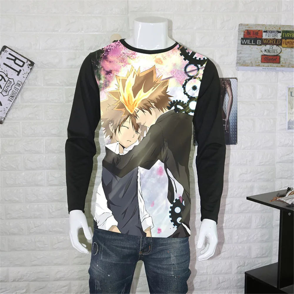 Косплей Аниме топы унисекс футболка Katekyo хитман реборн Мужская Sawada Tsunayoshi hiбари