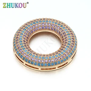 27 мм ручной работы латунь кубический цирконий Круглый Подвески-соединители Diy ювелирные изделия, модель: VS77
