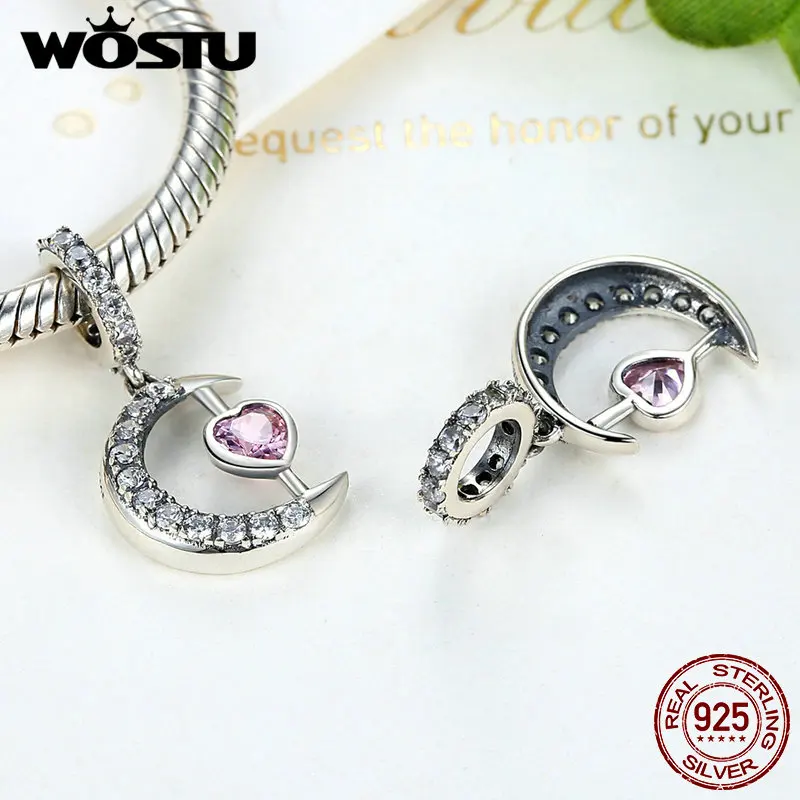 Бусина Шарм Сердце Луны из серебра 925 пробы CQC040|silver charm heart|charm heartdiy pendant |