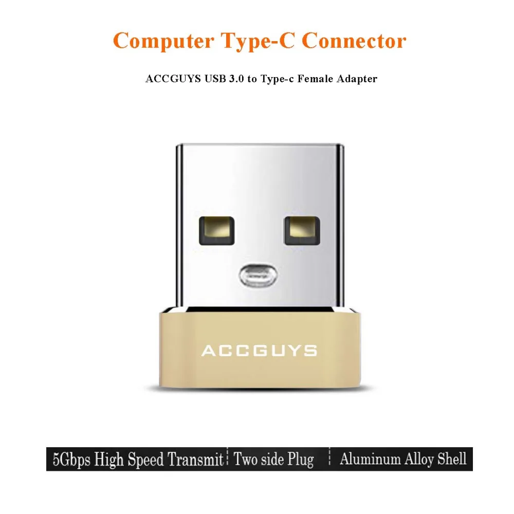 Переходник ACCGUYS Type-C Female to USB для быстрой зарядки и передачи данных мобильных