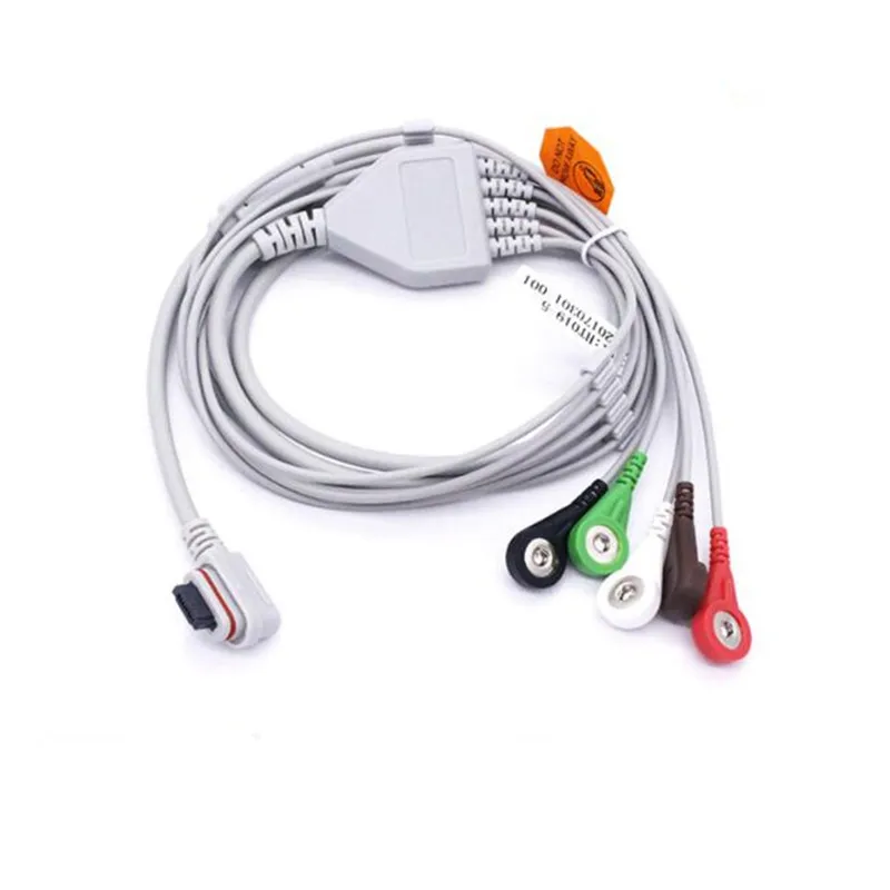 New Compatible with GE Seer Light  holter Cable One piece 5 leads ,GE 24 hour dynamic Holter cable 10 leads, Snap End AHA use