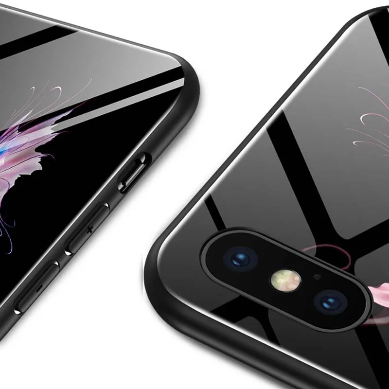 Светящийся стеклянный чехол для iPhone X XS MAX роскошный силиконовый телефона 7 8 Plus