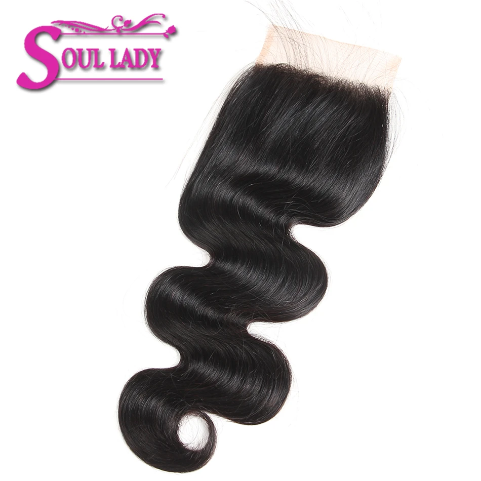 

Soul Lady Brazilian Body Wave Lace Closure Non-Remy Hair 130% Density 4X4 Free Part Top Closure 8"-20" 100% Human Hair Closure