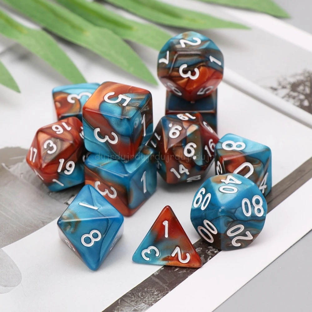 10 шт. D4 D6 D8 D10 D12 D20 двухсторонние кубики для RPG DND D& D набор N20 Прямая поставка