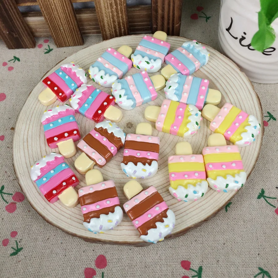 Смешанный 4 цвета Kawaii плоские &quotсделай сам&quot миниатюрный пищевая Смола Кабошоны