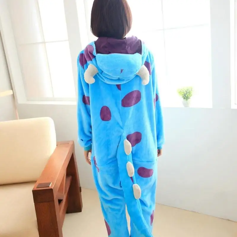 Flannel Sulley Sullivan Monster adult onesies Pyjamas Cartoon animal costume Pajamas Unisex pijamas sleepwear party clothes | Женская