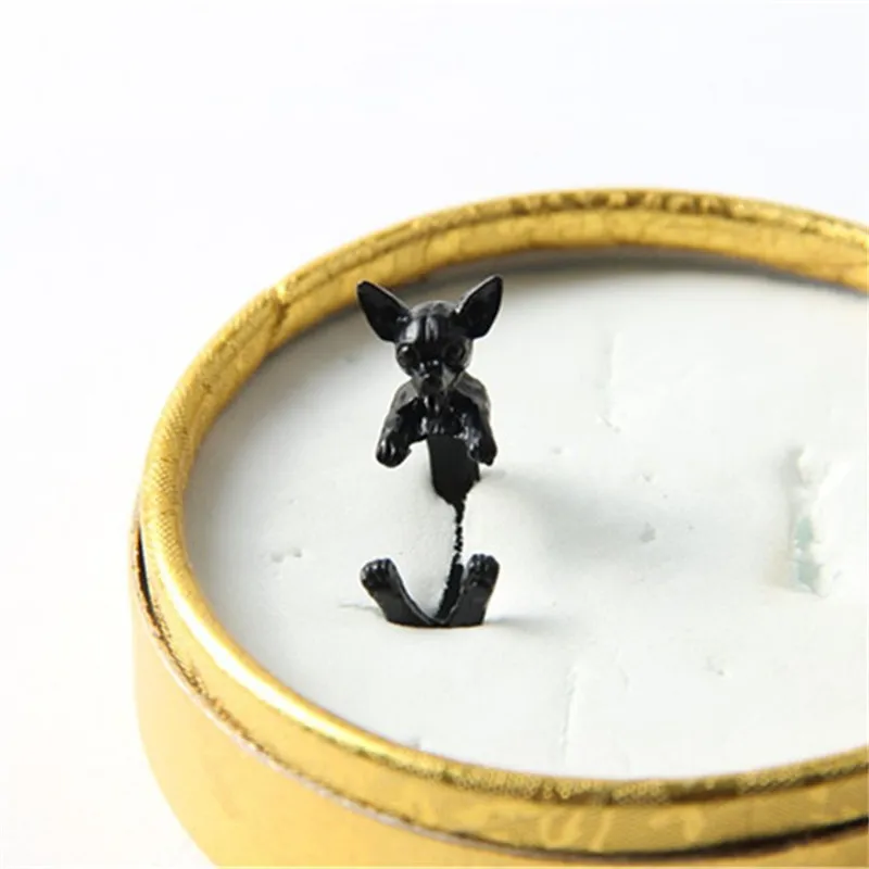 Модные кольца Anillo 1 шт./лот чихуахуа с собакой черные/бронзовые/античные