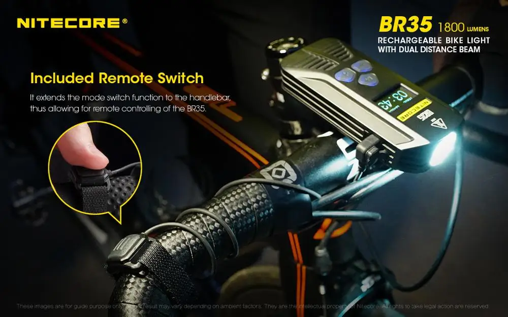 NITECORE BR35 велосипед светильник с двумя типами света OLED Перезаряжаемые