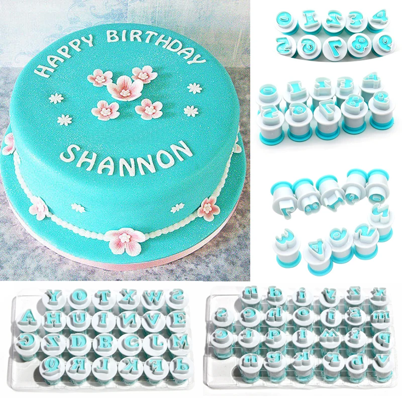 10pcs/26pcs set Birthday Letters Cake Numbers Molde Figures Maker Digital Spring Biscuit Fondant Decorative Printing Stamper | Дом и сад