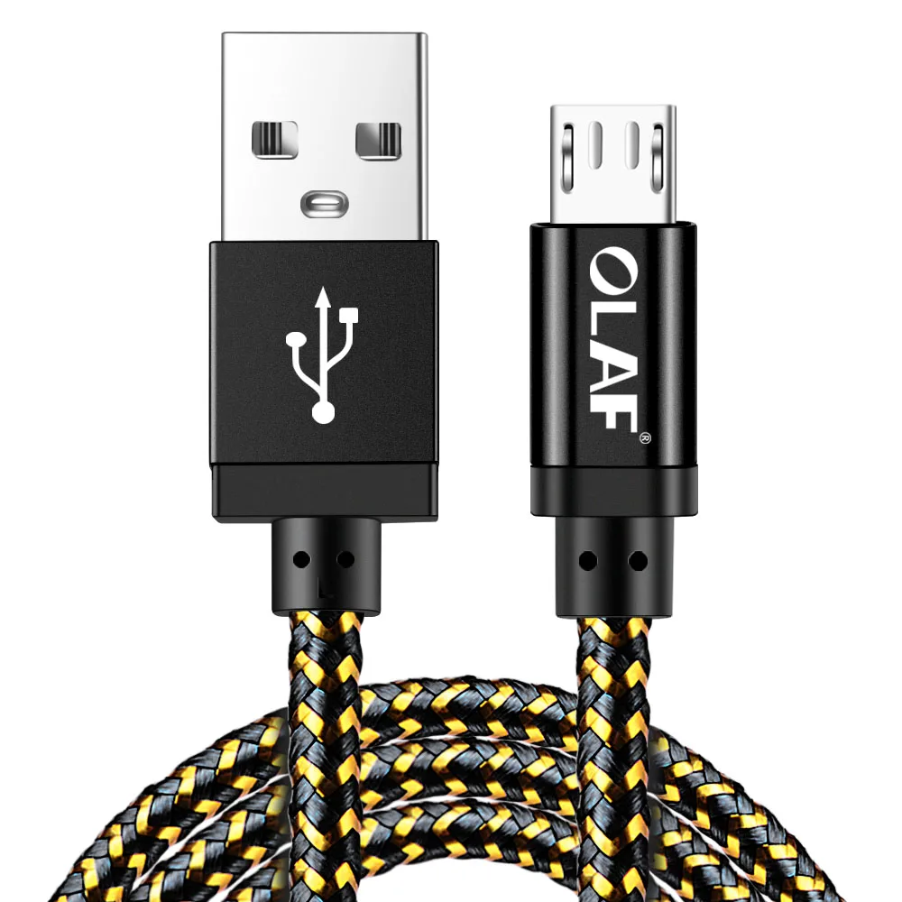 Олаф микро USB кабель 1 м 2 м 3 м Быстрая зарядка данных USB кабель для samsung Xiaomi huawei Android Microusb Кабели для мобильных телефонов - Цвет: Black